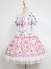 Glamourös Lolita Kleid mit viereckigem Ausschnitt und kurzen Ärmeln im süßen und hübschen Style und Schleife