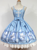 Glamourös Lolita Kleid Polyester mit Herz-Ausschnitt und Rüschen im ROCOCO Stil