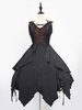 Glamourös Lolita Kleid Polyester mit Rüschen gotisch in Schwarz