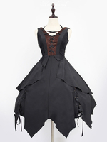 Glamourös Lolita Kleid Polyester mit Rüschen gotisch in Schwarz