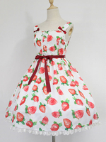Glamourös Lolita Kleid Polyester mit U-Halsausschnitt und Rüschen im süßen und hübschen Style