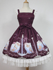 Glamourös Lolita Kleid Polyester mit viereckigem Ausschnitt und Rüschen im süßen und hübschen Style und Dunkelrot