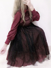 Glamourös Lolita Kleid Tüll mit Rüschen gotisch in Burgunderrot