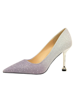 Glitter Abendschuhe Damen High Heels Spitzschuh Pfennigabsatz Slip On Party Schuhe