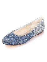 Glitter Ballerinas Blue Round Toe Hochzeit Schuhe Frauen Prom Schuhe