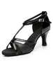 Glitter Ballroom Schuhe Schwarz Open Toe T Typ Knöchelriemen Latin Dance Schuhe