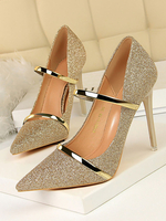 Glitter Party Schuhe Damen Prom Schuhe Spitz Riemchen High Heel Abendschuhe