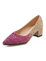 Glitter Party Schuhe Frauen Pointed Toe Chunky Heel Pumps
