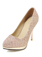 Glitter Party Schuhe Goldspitze Zehenabsatz Damen Abendschuhe