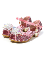 Glitter Party Schuhe Pink Peep Toe Strass Hochzeit Blumenmädchen Schuhe