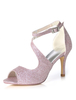 Glitter Prom Schuhe High Heel Hochzeitsschuhe Lila Peep Toe Riemchen Brautschuhe