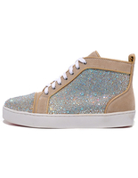 Glänzender Sneaker aus Schaf-Suedeleder in Aprikosenfarbe