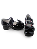 Glossy Black Lolita Schuhe Platz Heels mit süßen Schleifen