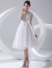 Günstiges Brautkleid aus Chiffon mit Bateau-Kragen in Weiß