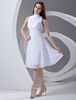 Günstiges Brautkleid aus Chiffon mit Halskragen in Weiß