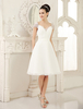 Günstiges Brautkleid aus Chiffon mit V-Ausschnitt in Elfenbeinfarbe Milanoo