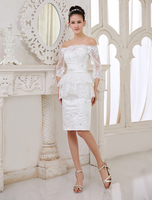 Günstiges Brautkleid aus Organza mit Bateau-Kragen in Elfenbeinfarbe Milanoo