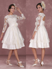 Günstiges Brautkleid aus Spitze mit Illusion-Ärmeln und Blumen Milanoo