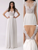Günstiges Elfenbein Brautkleid 2021 Spitze Chiffon Beach Strand Brautkleid Illusion rückenfreie Sommer Brautkleider