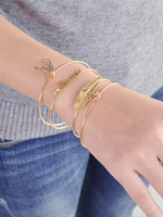 Gold Armreif Set Frauen Blatt Manschette Armband
