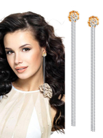 Gold baumeln Ohrringe Strasssteine Fringe Drop Earrings