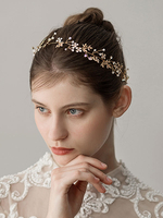 Gold Braut Kopfschmuck Perlen Stirnband Hochzeit Haarschmuck