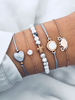 Gold Charm Armbänder Frauen Herz Strasssteine 5 Stück Armband-Sets