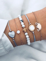 Gold Charm Armbänder Frauen Herz Strasssteine 5 Stück Armband-Sets