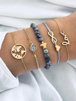 Gold Charm Armbänder Strass 5 Stück Armband-Sets für Frauen