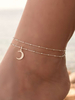 Gold Fußkettchen Armband Crescent Moon Anhänger Knöchelkette Schmuck