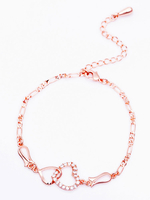 Gold Fußkettchen Armband ineinander greifende Herz Strass Beach Strand Schmuck