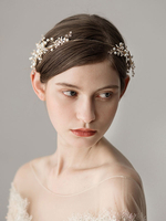 Gold Headpieces Perlen Stirnband Braut Haarschmuck