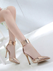 Gold High Heels 2020Damenschuhe Spitz Knöchelriemen Pumps
