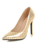 Gold High Heels Frauen wies Zehe gemusterte Slip On Pumps