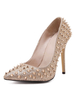 Gold High Heels Glitzer Spitze Zehennieten Slip On Pumps Frauen Sexy Schuhe