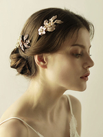 Gold Hochzeit Kopfschmuck Blatt Perlen Haar Clip Braut Haar Zubehör 1 Stück
