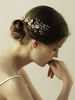 Gold Hochzeit Kopfschmuck Kamm Blume Perlen Braut Haar Zubehör