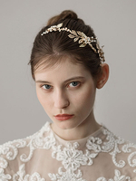 Gold Hochzeit Kopfschmuck Perlen Stirnband Braut Haarschmuck