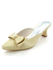 Gold Hochzeit Maultiere Square Toe Chunky Heel Bögen Perlen Bridal Slides