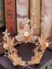 Gold Hochzeit Tiara Krone Royal Vintage Headpieces Perlen Braut Haarschmuck
