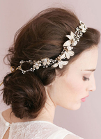 Gold Kopfstück Kette Kopfbedeckungen Braut Hochzeit Blume Haarreif Diadem (40 Cm X 3 Cm)