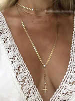 Gold Layered Halskette Kreuz Halskette Pailletten Anhänger Halskette