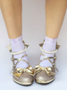 Gold Lolita Schuhe Perle Ankle Strap Bogen Kreuz Gurt klobige Absätze für Lolita