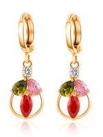 Gold Ohrhänger Ohrringe Strass Perlen Damen Anhänger Ohrringe