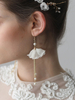 Gold Ohrringe Hochzeit Blume Quasten Braut linear Ohrringe Schmuck