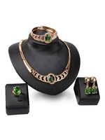 Gold Party Schmuck Set Strass Aussage Halskette Ohrringe Ring Armband Hochzeit Schmuck