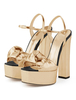 Gold Party Schuhe High Heel Sandalen Frauen Plattform Peep Toe Twisted Abendschuhe