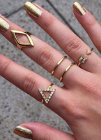 Gold Ringe geometrische Form Strass Metallringe für Frauen