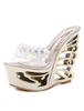 Gold Sexy Sandalen 2021 Frauen Plattform Open Toe Strass entwickelt Ferse Sandale Hausschuhe