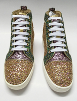 Gold Skate Schuhe Herren Pailletten flache Schnürschuhe Runde Spitze Glitter lässig
